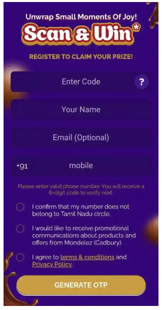 Cadbury Choclairs Golden Ticket, Scan, and Win Offer.