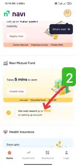 navi Get Reward Cash Upto ₹250 on Setting Up Your Account