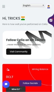 Celia Finance Mining dashboard