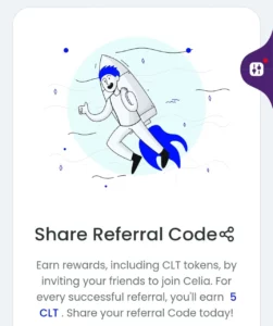 Celia Finance Mining share referral code