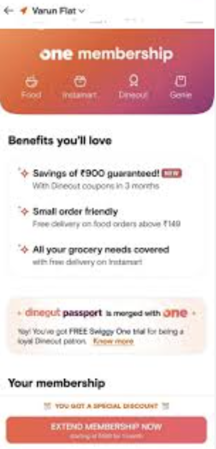 Swiggy One Membership Trail Offer