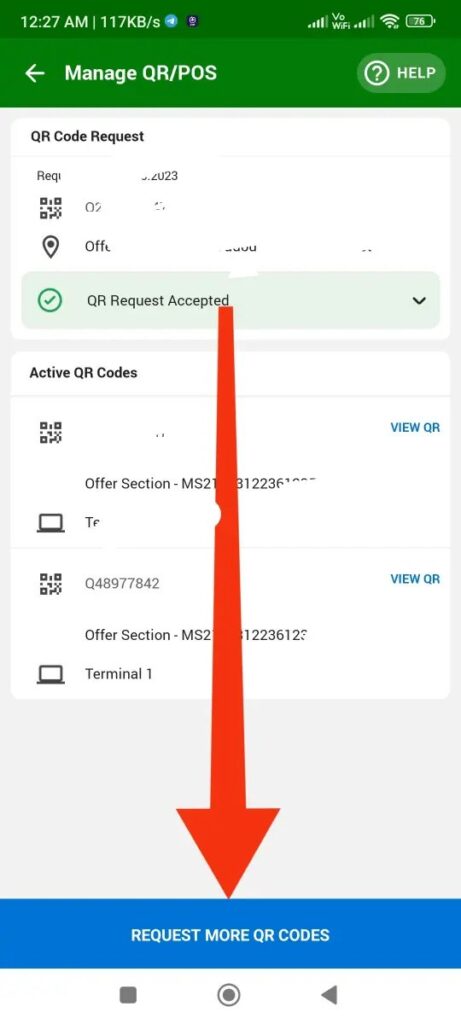 Tap on Request More QR Codes
