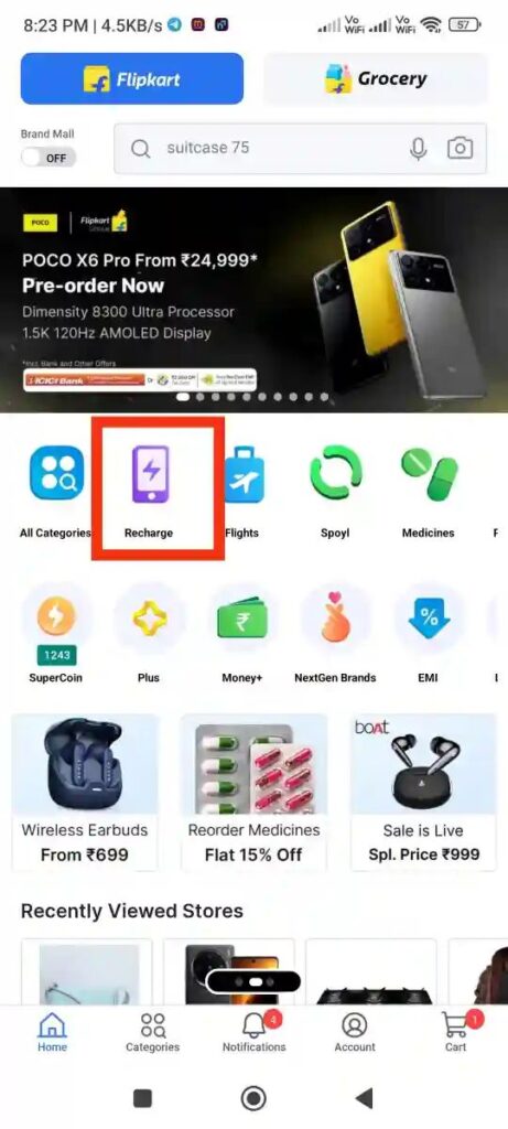 Flipkart recharge jio App